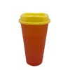 500 ml Heiße Farbwechselbecher Kunststoff-Kaffeetasse mit Deckel PP-Material Partyzubehör Mode Tragbarer Wasserbecher Reisebecher Autobecher Z11