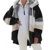 Europe les états-unis automne hiver chaud en peluche et poche zippée à capuche veste ample femmes manteau goutte 220727