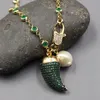 Pendant Necklaces Jewelry Natural White Keshi Pearl Gold Plated Green Macarsite CZ Chain Necklace Chili Cute For Lady GiftPendant