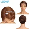 Lekker Colored Short Pixie Straight Lace Front Human Hair Wig for Women Glueless Bob Ombre Burgundy Brazilian 613 Wigs 220622