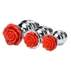 Erotica Anal Toys Round Rose Blume Pull Perlen Butt Plug Metal S/M/L 3 PCs Set Expander Anus Sex für weibliche männliche 220507