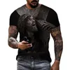예수 그리스도 3D 프린트 T 셔츠 남성 여성 여름 패션 캐주얼 반소매 쿨 T 셔츠 하라주쿠 Streetwear Oversized Tops 6XL 220712