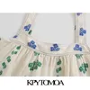kpytomoa女性ファッション花柄の刺繍クロップドタンクトップヴィンテージバックエラスティックワイドストラップ女性キャミスミュージャー220331