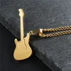 Collane per chitarra in acciaio inossidabile per uomo Donna Regali per amanti della musica Collana con catena a maglie con pendente in oro nero blu argento Moda Hip Hop