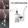 Bong in vetro Narghilè multifunzione 3 in 1 pipa ad acqua per fumatori con adattatore per gancio a J 14mm Ash Catcher Dab Oil Rigs con tubo per bruciatore a nafta maschio