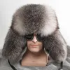 Berretti da esterno 100% vera pelliccia naturale Cappello in pelle di mezza età Uomo Racoon Winter Thicke Tutto il nord-est