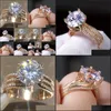 Bandringen sieraden vrouwen bruiloft grote ronde zirkonia kristallen ring goede kwaliteit jubileum cadeaum statement drop levering 2021 any3