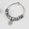 Charm Bracelets Fashion Original Pandoras 925 Silver Blue Crystal Snowflake Pendant Bracelet Jewelry Beads Valentine's Day GiftCharm Inte22