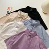 Damenblusen, Hemden, Damen-Sommer-Tunika, Büro-Chiffon-Bluse für Damen, weißes Hemd, koreanische einfarbige Tops, Kurzarm-T-Shirts für Damen