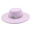 British Style Fedora Hats For Women 9.5CM Big Brim Luxury Belt Band Felt Jazz Hats Wedding Dress Formal Cap