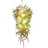 100％口の吹きガラスシャンデリアモダンムラーノスタイルのペンダントランプハンディングLEDライトソースアートクリスタルシャンデリアホテルロビーの装飾