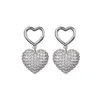 Boucles d'oreilles en diamant d'amour en trois dimensions de conception de mode française haut de gamme en forme de coeur lumière niche rétro bijoux sauvages cadeau