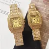 Out bling diamantes anel relógios para homens mulheres hip hop quadrado romano dial designer masculino relógio de quartzo banda aço inoxidável negócios w217b