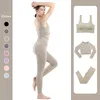 ACHHE Leggings Yoga Pants Set Tie Dye Bra Sets Tracksuit Women Fitness Clothing Gradient Sports Long Sleeve Top Gym 220326