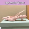 With Box dress shoes Brushed Leather Slingback High-Heeled Pumps powder pink Aqua White black wedding sandal luxury summer designer party slipper womens sandals