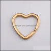Nyckelringar Rainbow Heart Gold Sier Color Keychains Metal Chain Ring Split unisex Keyring KeyFob Holder Accessories DIY DR DHSELLER2010 DHQ4Q