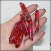 Arts And Crafts Arts Gifts Home Garden 5Pcs Drop Natural Red Titanium Aura Quartz Crystal Gemstone Point Healing Chakra Points For Jewelr