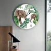 Duvar Saatleri Tropikal Bitkiler Afrika Fil Saat Mutfak Evde Oturma Odası Yatak Odası Dekoratif Çocuklar Dekor Asma Clockswall