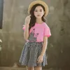 Kledingsets Girls Set Lace Shirt Floral Pants 2pcs Girl Summer Fashion Kids Kids 6 8 10 12 13 14 Jaar CLOTHING