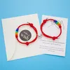 12Set Magnetic Couple Bracelet For Lover Heart Match Women Men LGBT Rainbow Knot Rope Bracelets Make a Wish Card Jewelry