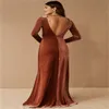 Velvet Plus Size Mother Dress V Neck Long Sleeves Mermaid Party Dresses Mother Of The Bride Outfit