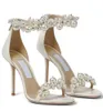 Eleganckie 2021S Women Maisel Sandals Pearls Strass Paspappy High Heels Calfskin z paskami okrągłymi palcami dama butów chodzących nago czarna biała