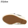 Sandaler Eilyken Serpentine Högkvalitativa Solid Wedges Plattform Sandaler Peep Toe Lace Up Fashion Casual Kvinnor Sandaler Storlek 35 42 220318