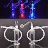 Automatic Color LED Light Glass Oil Burner Bong Inline Martix Birdcage Dab Rig Portable for Travel with 10mm Oil Pot and Dry Herb Bowls 2PCS