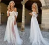 Romântico Tule A Linha Vestido de Noiva Sexy Off Lace Ombro Aplique vestidos de noiva APLICADOS ABRIVA BONDO BOIL BRIDA VODADE BRIDA TRANEM