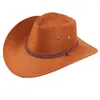 Banhos de couro American Wind Big Western Cowboy Hat Ladies Knight ao ar livre viseira unissex Cap respirável Cap boné para Menberets oliv22