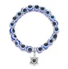 Amuletos religiosos acrílicos Lucky Hand Riss Strands Stretch Bracelet Joias Evil Blue Eyes Bead Bracelet for Women Men Jewellry Party Gift