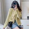 Novo Outono Elegante Vintage Manga Curta Cardigã Casaco Crop Top Jaqueta de Tweed Coreano Outerwear Chaquetas De Mujer