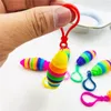 DHL flexível dedo flexível caracol sensory brinquedo adulto antistress contorcendo lesma chave chaveiro autismo chiledren decompressão slinky slug b0410