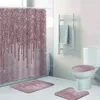 Ensemble de rideau de douche de salle de bain, en Faux métallisé, gris, argent, scintillant, à la mode, pour tapis de bain à paillettes, décoration de maison, 220429