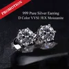 100% Real 925 Sterling Silver Moissanite Earrings 0.5-1 Carat D Color Stud For Women Top Quality Sparkling Wedding Jewelry