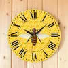 Wall Clocks Bee On Yellow Hive 12 Inch For Laundry Room Printed Decal Image Sleeping And Working Environments Easy To ReadWallWall