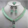 Hot Sieraden 8 MM Groene Jade Hanger Ketting Set