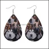 Boucles d'oreilles à charme bijoux plus récent animal de chat animal hibou primitig pu cuir pour les femmes suspension de gouttes à oreille de gouttes