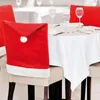 Couvertures de chaise année 2022 couverture de chapeau de père noël 2022 décorations de noël pour la maison Table chapeau de noël dîner rouge couverture arrière chaise