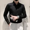 2022 가을 3D 폴카 점 셔츠 남자 패션 슬림 긴 소매 캐주얼 셔츠 비즈니스 드레스 셔츠 스트리트웨어 카미사 남성