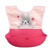 Hårtillbehör Baby Cartoon Vattentät Bib Food Grade Silicone Born Feeding Catcher With Pocket Justerbar Förkläde Porslin