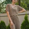 Kvinnliga hemkläder 2 stycken Set Lady Summer Women Lounge Wear Höst Loose Wear för pyjamas byxor W220331