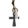 Collana con croce di Gesù nera Lettera ID Collane con ciondolo a catena in pelle regolabile per donna Uomo Regalo di gioielli di moda punk