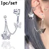 Boucles d'oreilles à Clip papillon, vis à l'arrière, crochet d'oreille, Clips en acier inoxydable, Double perçage, bijoux pour femmes