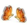 Stud Colors Creative Symmetrical Butterfly Imitation Pearl Earrings Fashion Animal Sweet Colorful Rhinestone Enamel EarringsStud