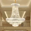 Lampadario in cristallo di diamante Sospensione di lusso Lampade a LED Telaio con luci cromate/oro per arredamento Villa Scala Soggiorno Lobby