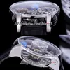 2022 Astronomia Tourbillon Zwitsers quartz herenhorloge PVD blauw stalen kast Sky Skeleton 3D Globe wijzerplaat zwart lederen band Super Editio3260