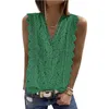 Summer hollow out lace tank tops women flower V-neck shirts sleeveless sweet sexy tees 220325