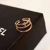 version Korean of the trend punk three-layer zircon plated 18k gold female ring simple and exquisite female wild ring jewelry gift264N