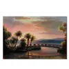 HD Print Poster Modern Sunset Beach Coconut Tree Seascape Bridge Abstract Oil Painting on Canvas Wall Picture for Living Room